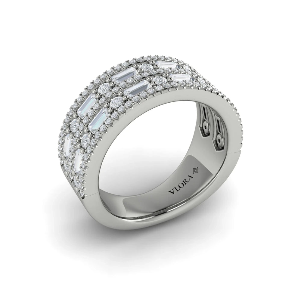 Diamond Baguette Multi-Row Ring Platinum