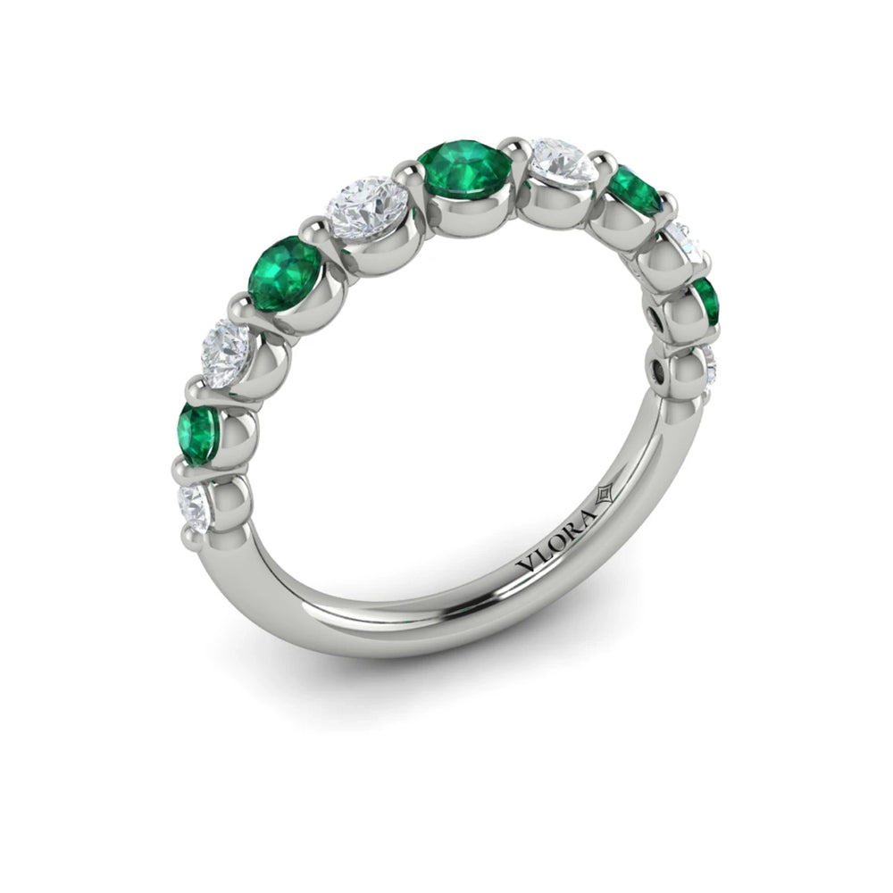 Diamond and Emerald Ring White Gold