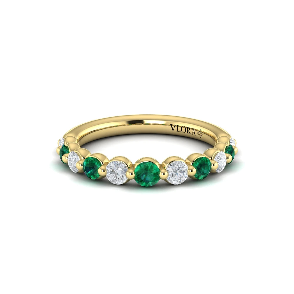 Diamond and Emerald Ring Yellow Gold