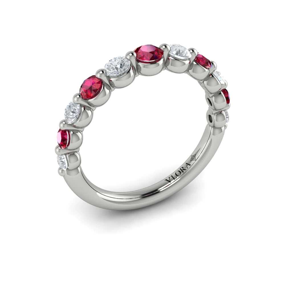 Diamond and Ruby Ring White Gold