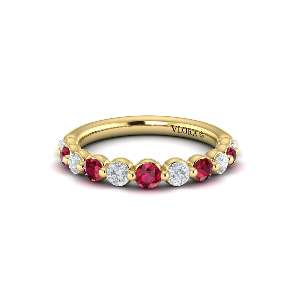 Diamond and Ruby Ring Yellow Gold