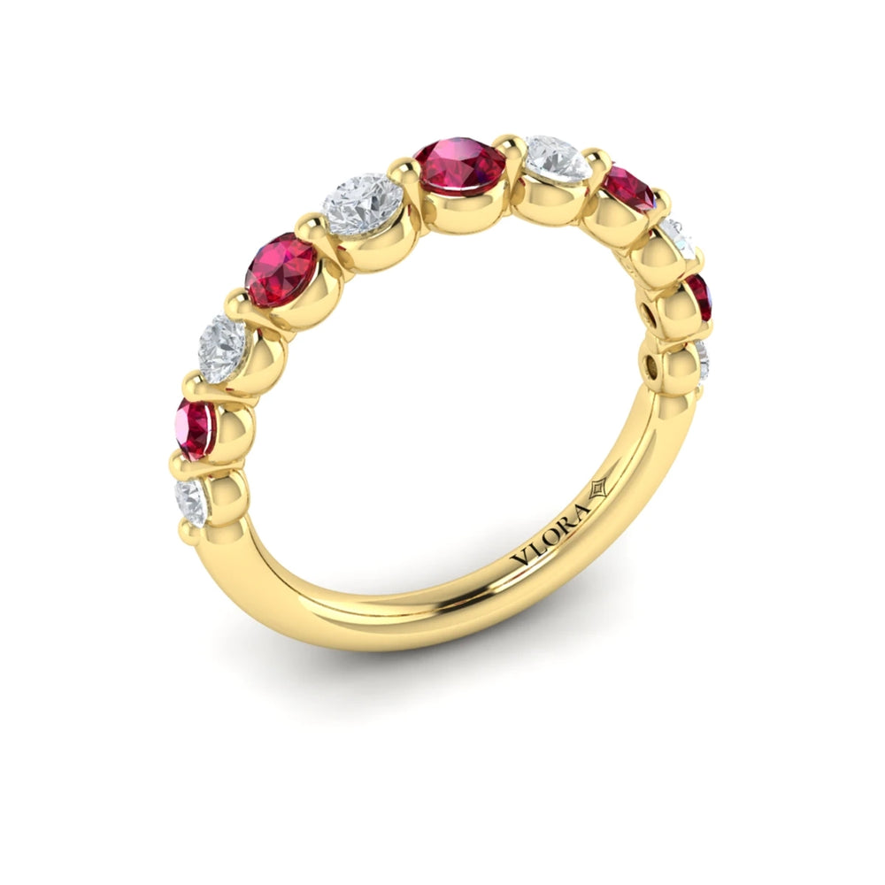 Diamond and Ruby Ring Yellow Gold