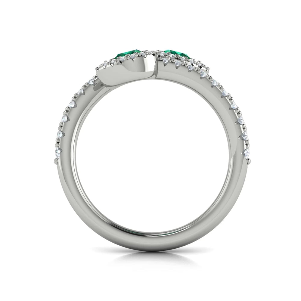 Diamond Wrapped Pear Emerald Ring White Gold