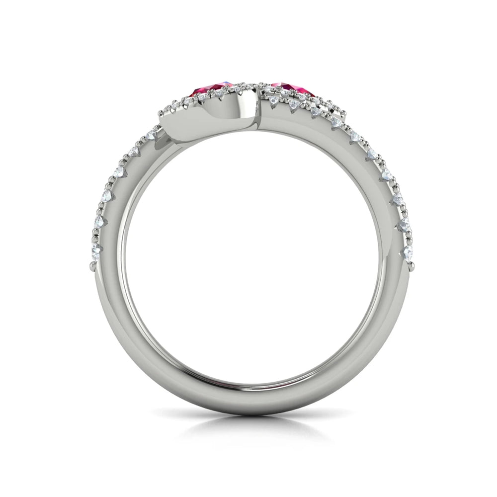 Diamond Wrapped Pear Ruby Ring White Gold