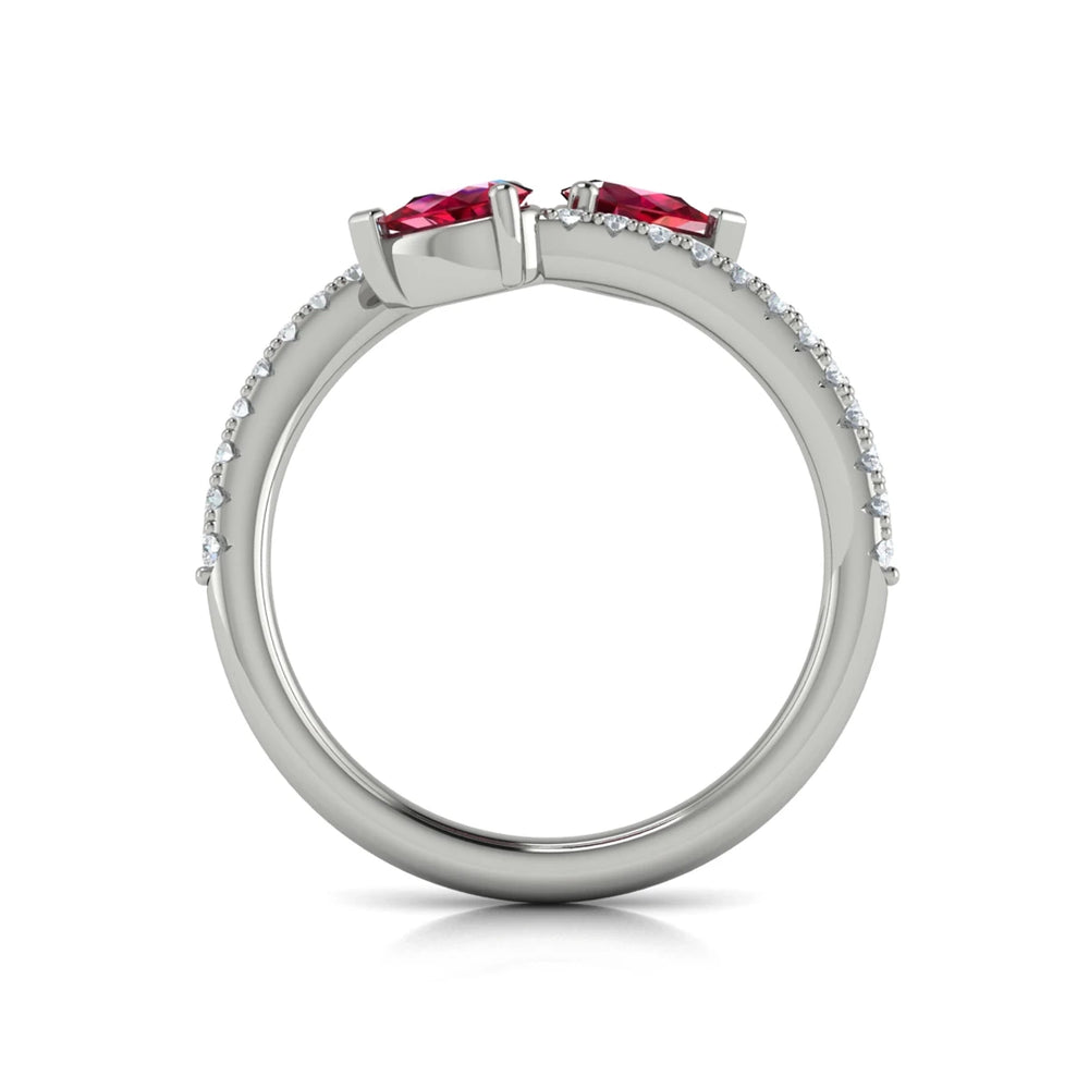 Diamond and Pear Ruby Wrap Ring Platinum