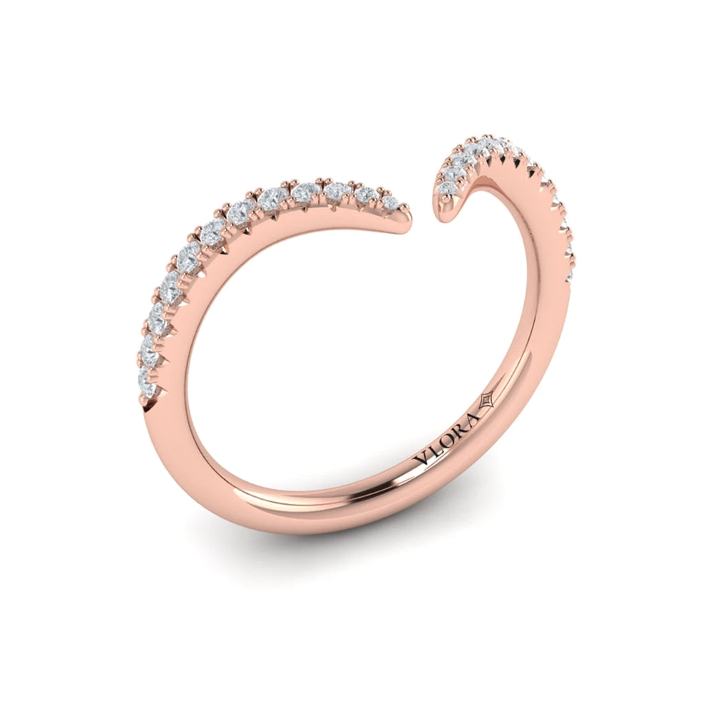 Diamond Open Chevron Ring Rose Gold