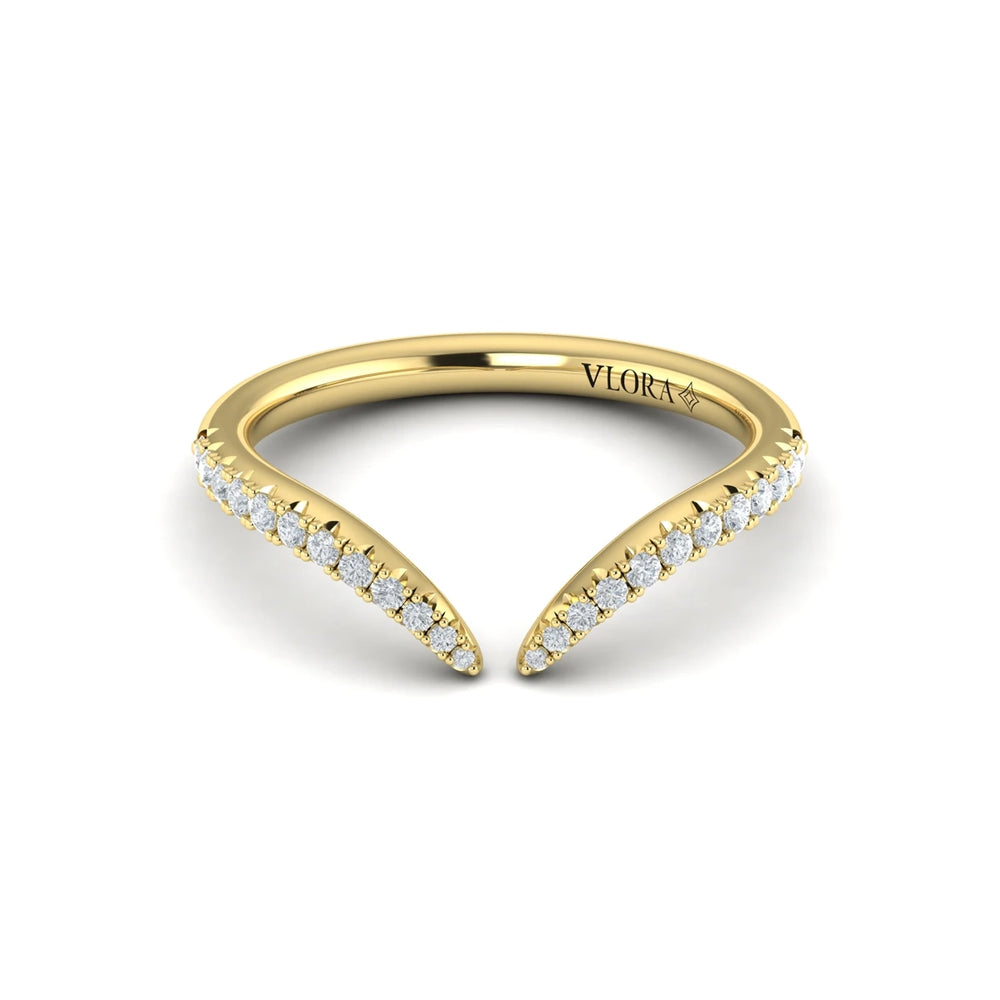 Diamond Open Chevron Ring Yellow Gold