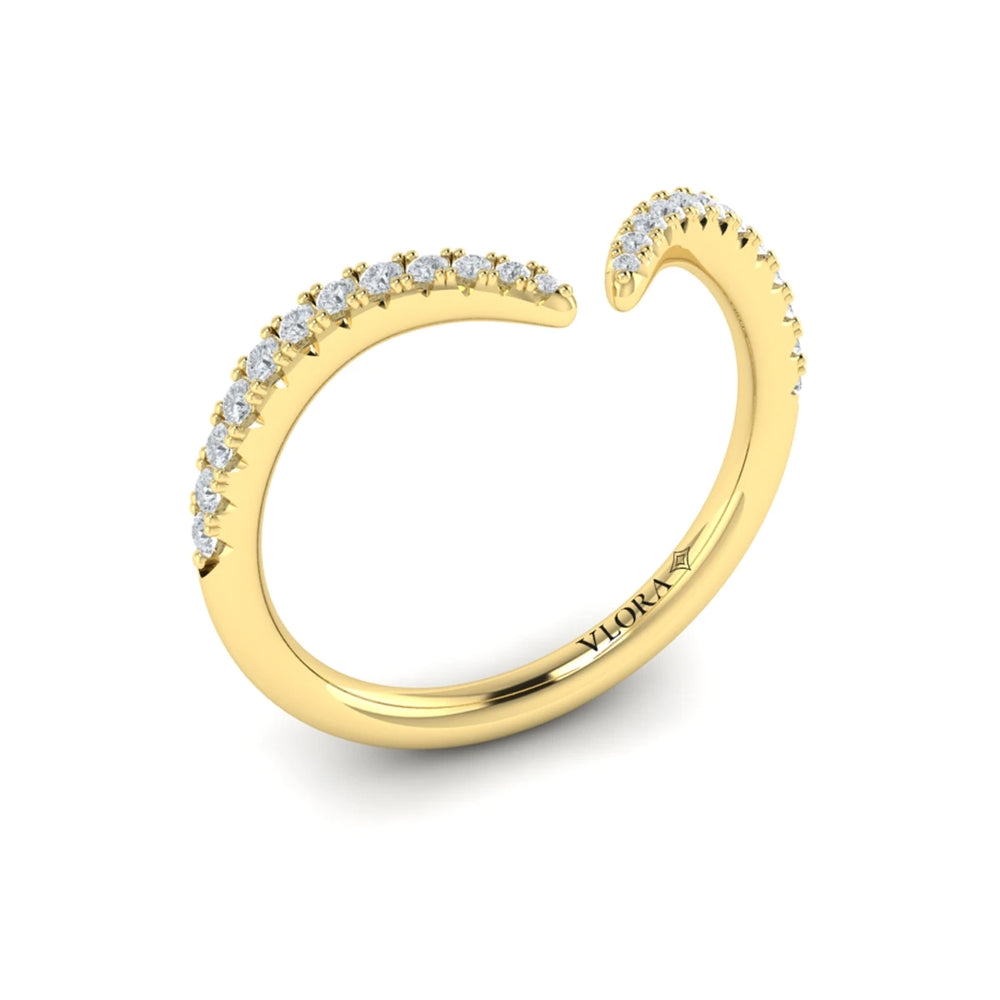 Diamond Open Chevron Ring Yellow Gold