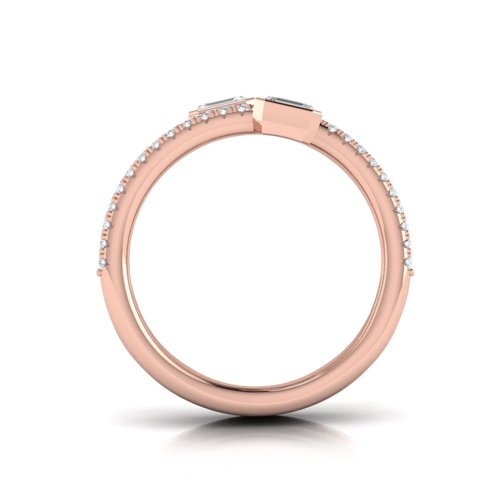 Diamond Three Row Diamond Baguette Wrap Ring Rose Gold