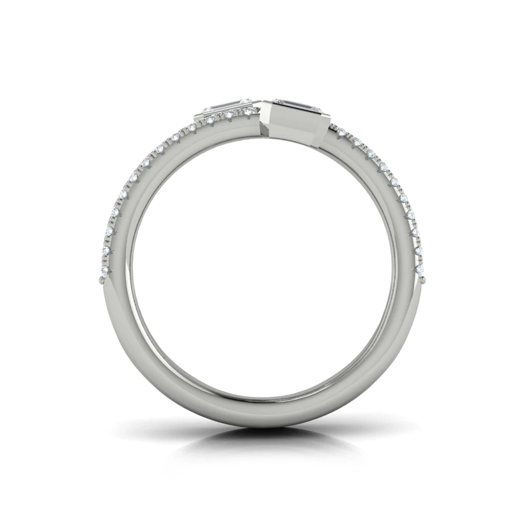 Diamond Three Row Diamond Baguette Wrap Ring White Gold