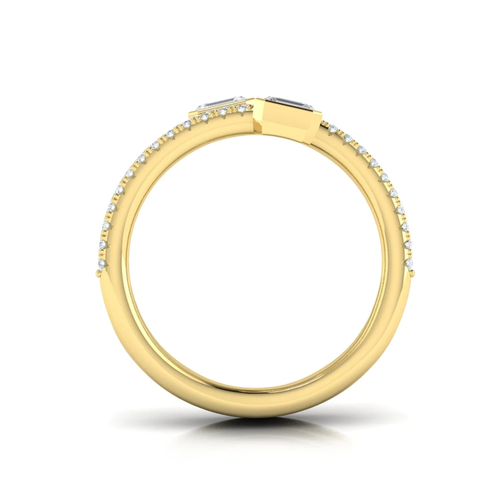 Diamond Three Row Diamond Baguette Wrap Ring Yellow Gold