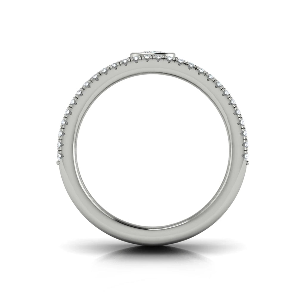 Diamond Open Three Row and Oval Centerstone  Ring Platinum