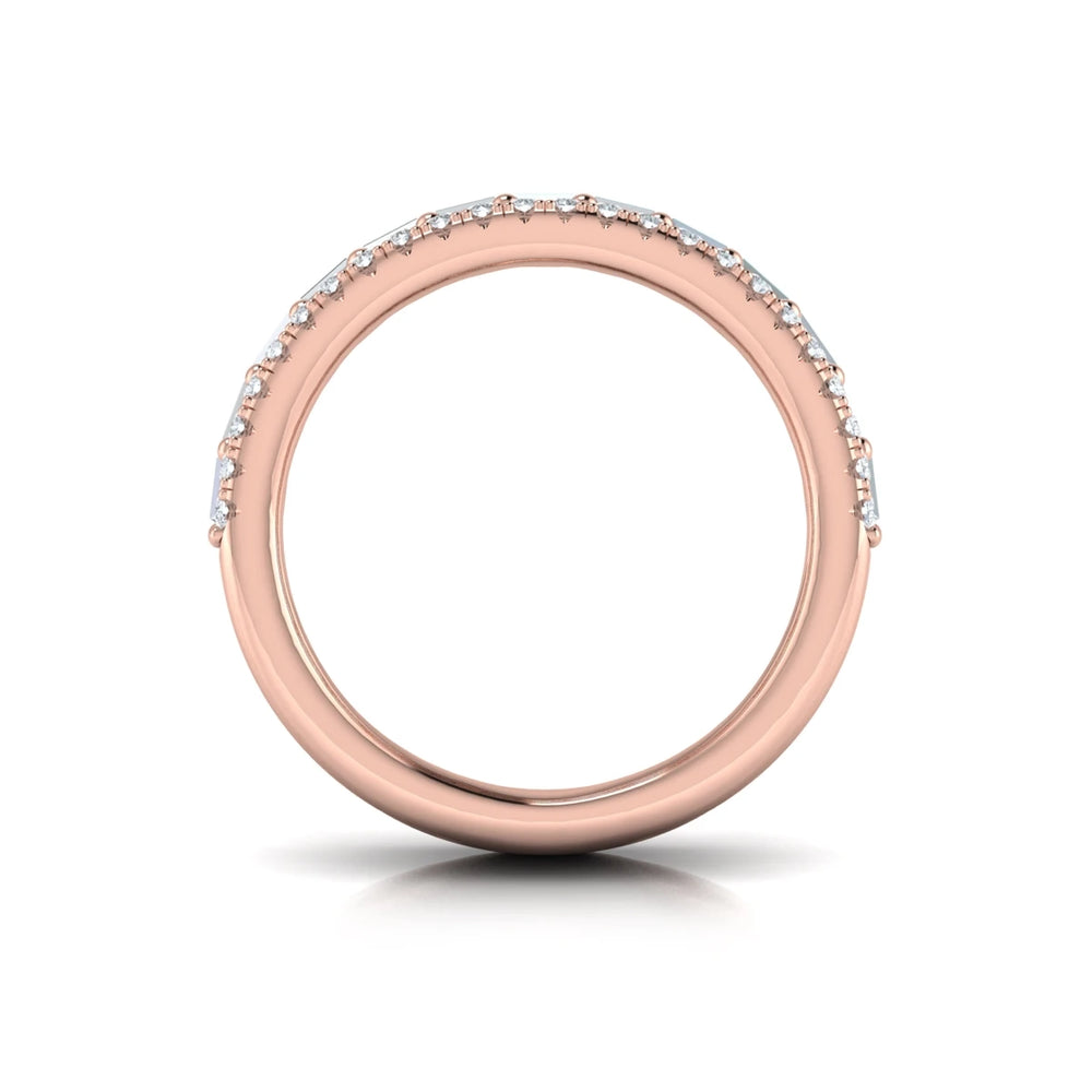 Diamond Open Three Row and Diamond Baguettes Ring Rose Gold