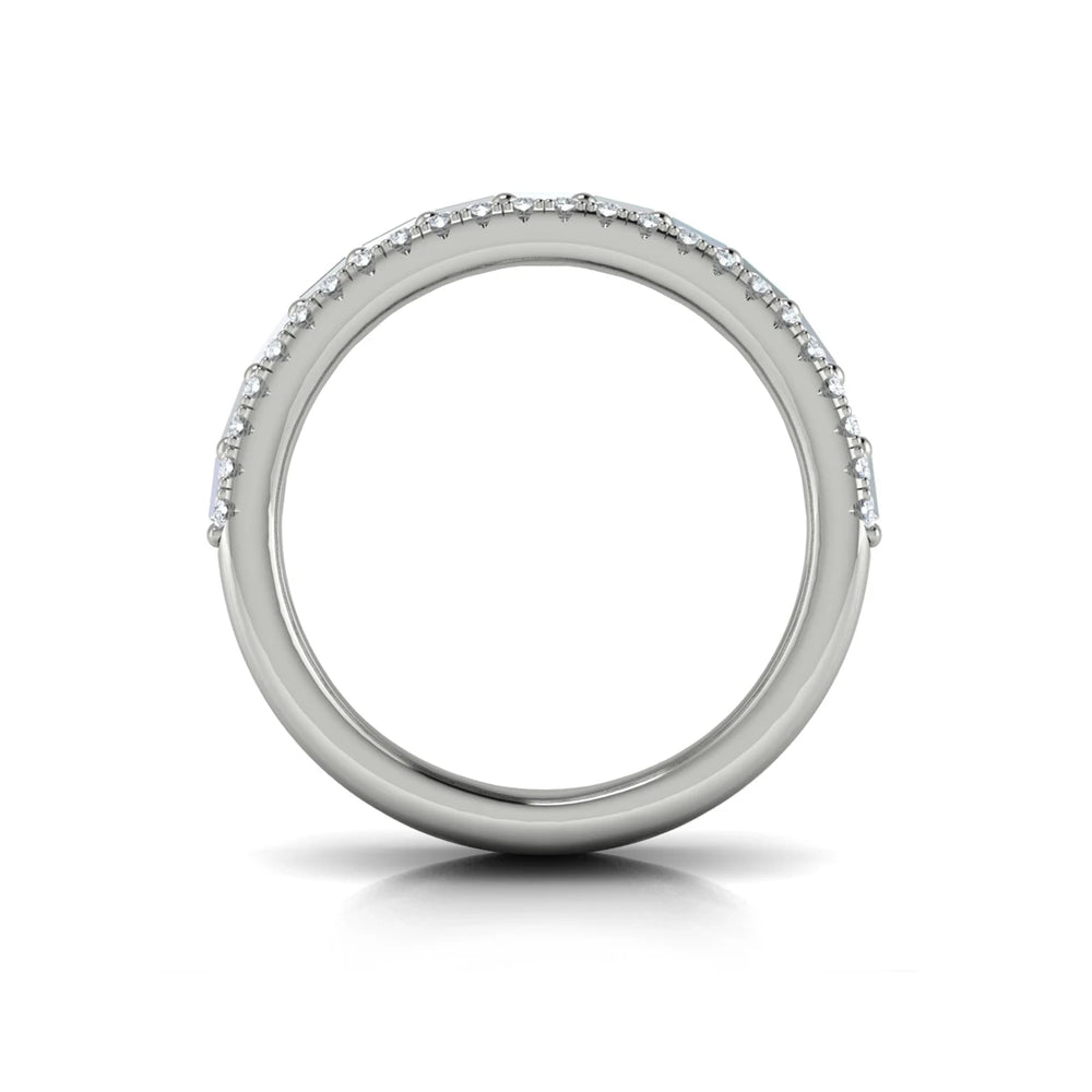 Diamond Open Three Row and Diamond Baguettes Ring White Gold