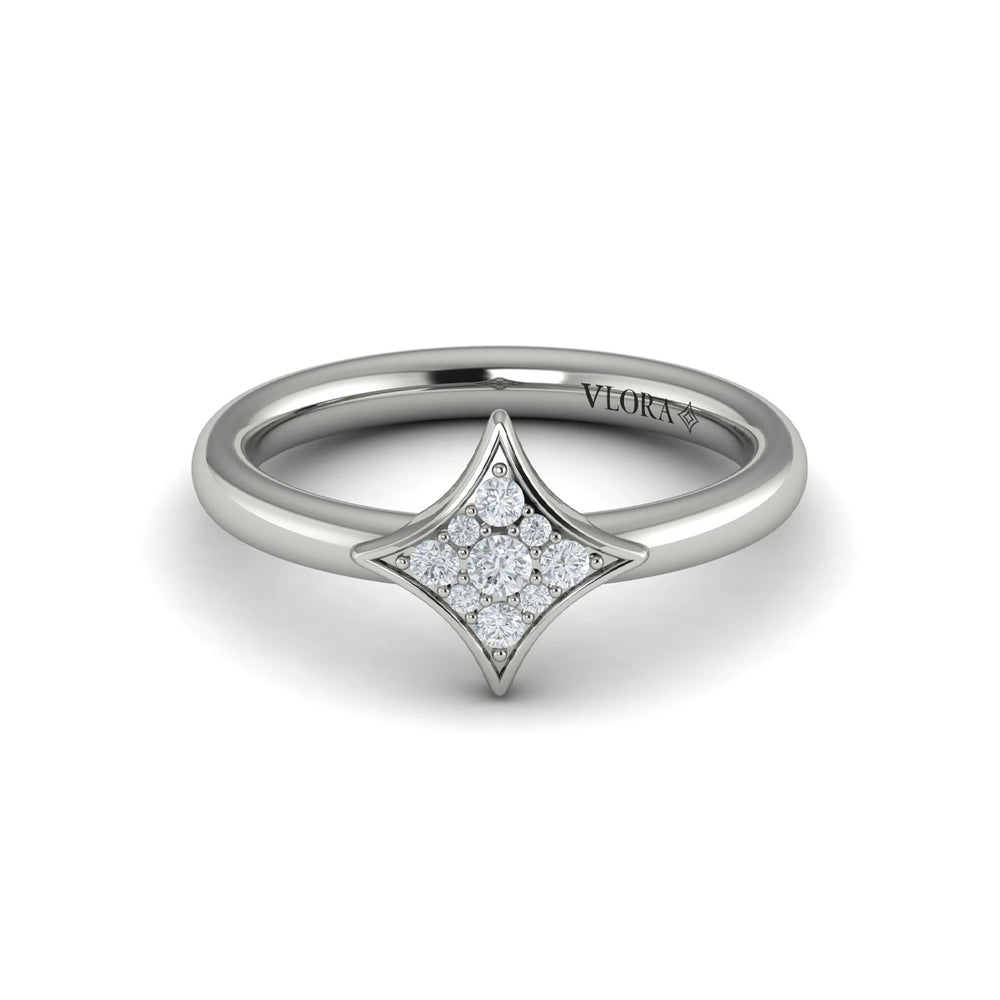 Channel Set Diamond Cluster Vlora Star Ring White Gold