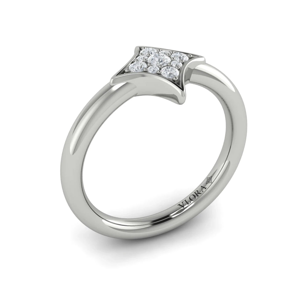 Channel Set Diamond Cluster Vlora Star Ring White Gold