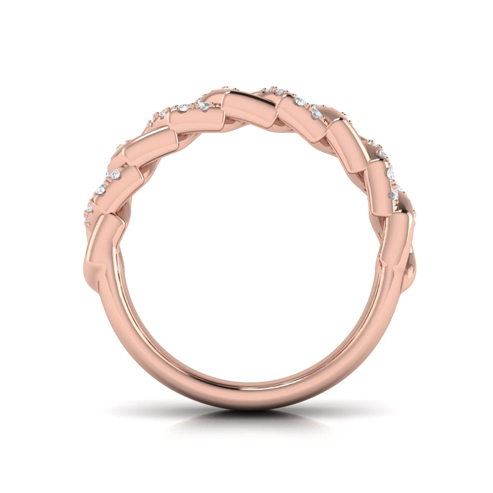 Diamond Interlaced Open Honeycomb Link Ring Rose Gold