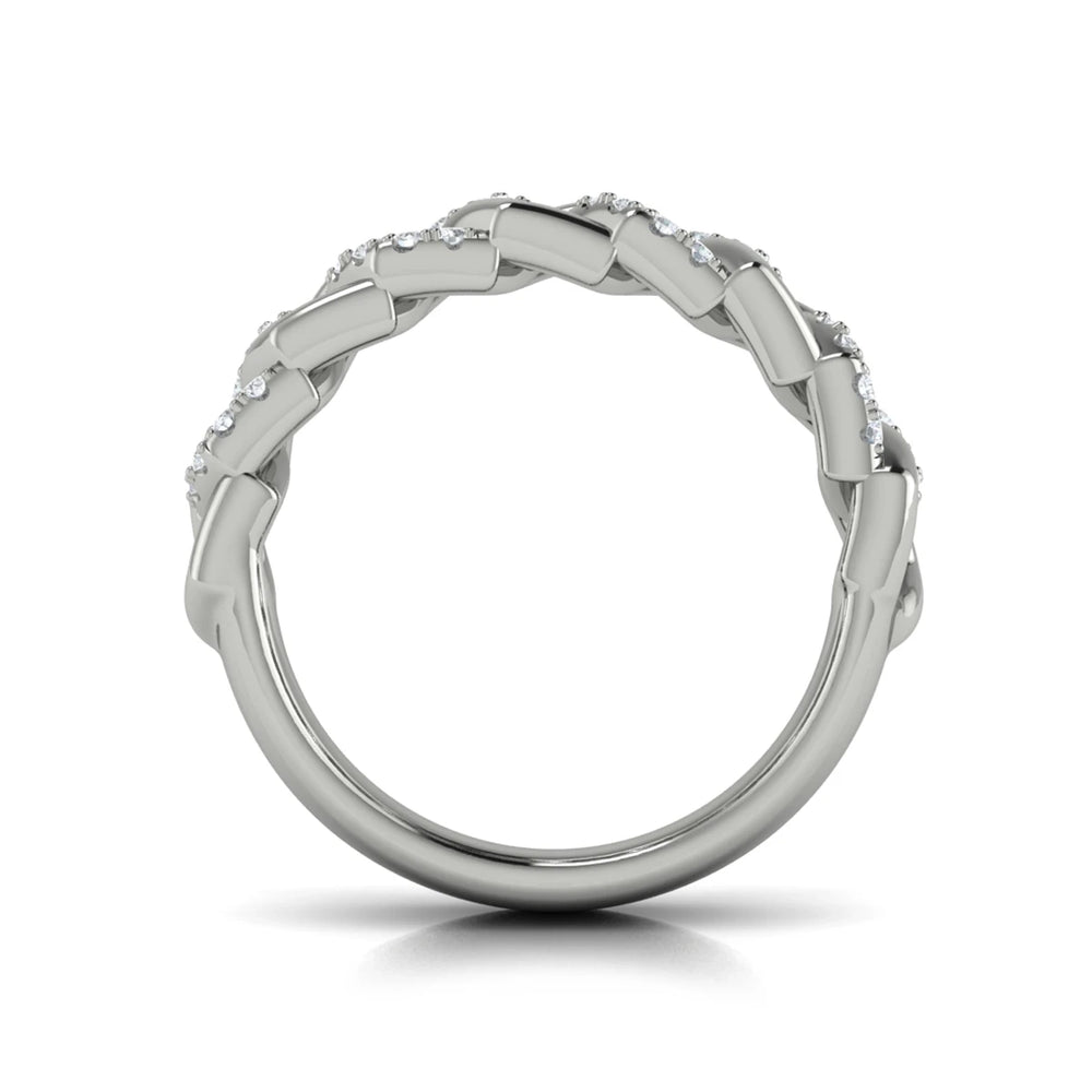Diamond Interlaced Open Honeycomb Link Ring Platinum