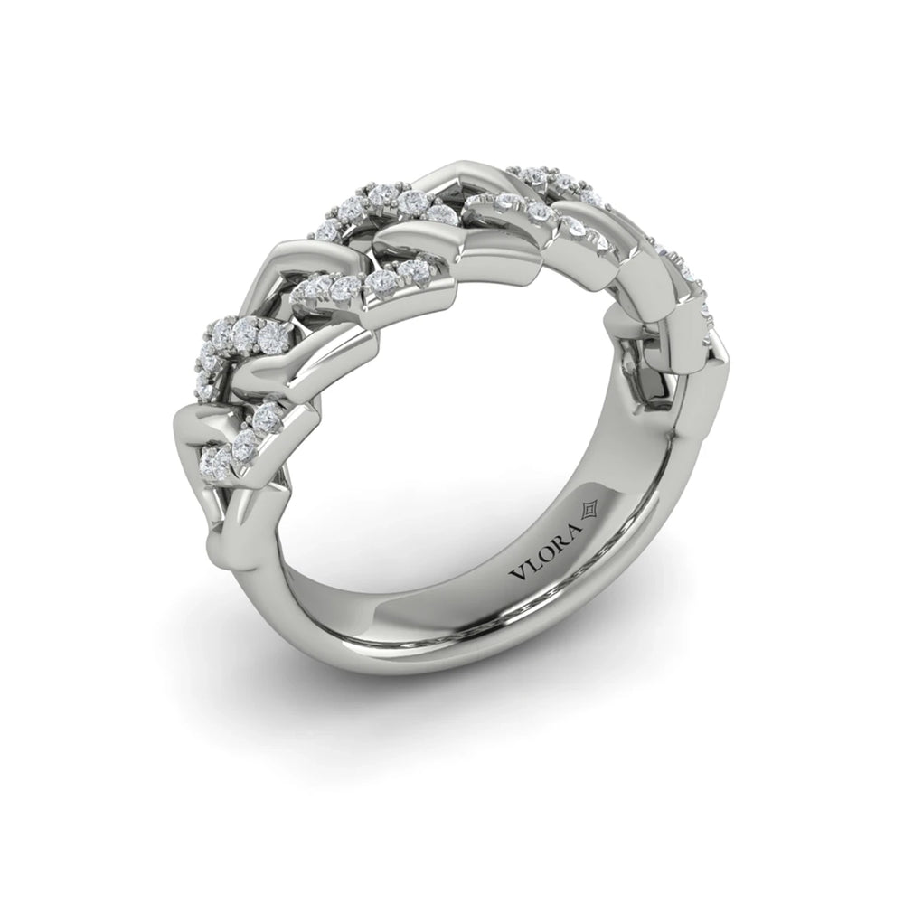 Diamond Interlaced Open Honeycomb Link Ring Platinum