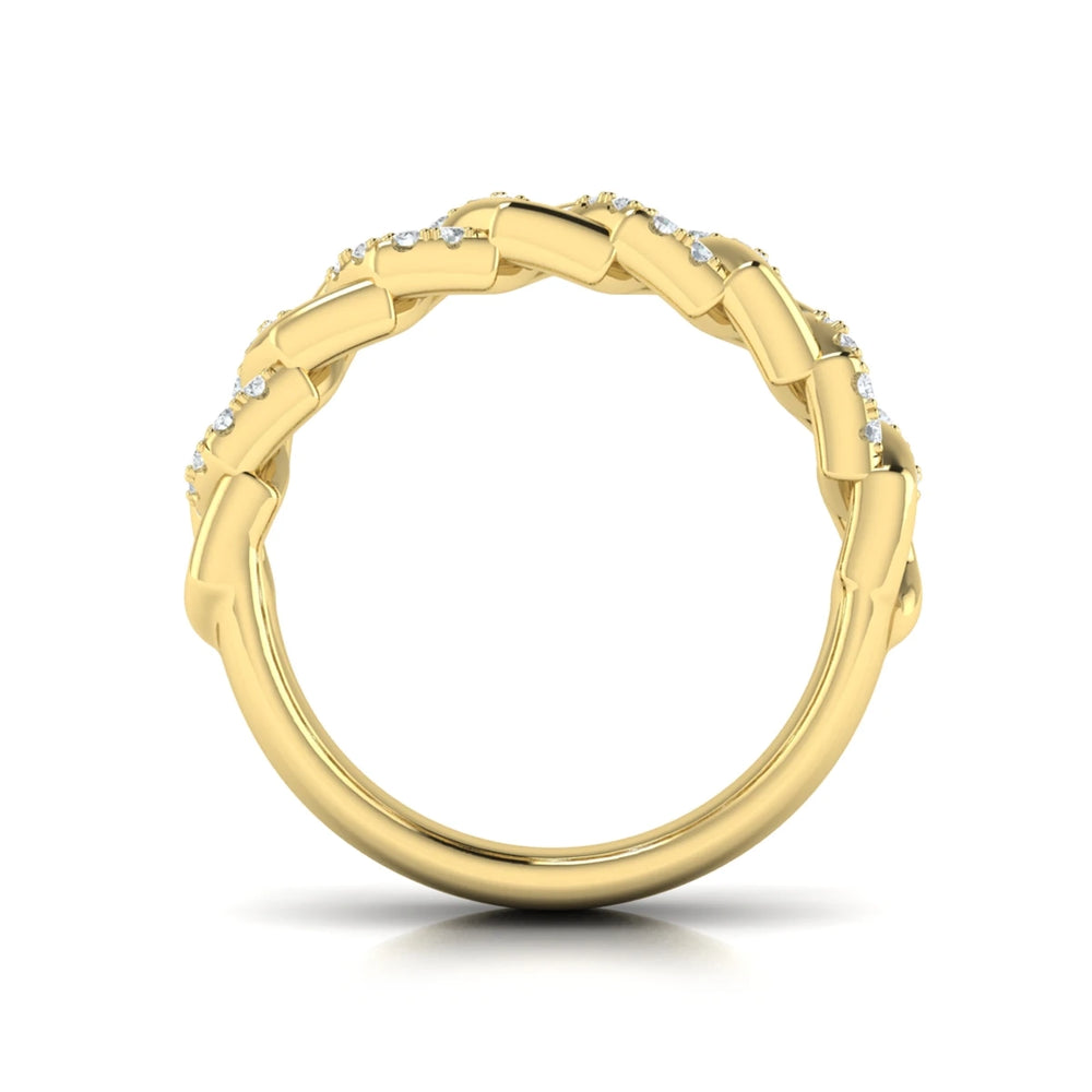 Diamond Interlaced Open Honeycomb Link Ring Yellow Gold
