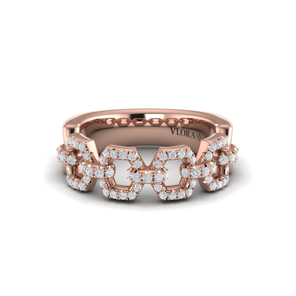Diamond Link Ring Rose Gold