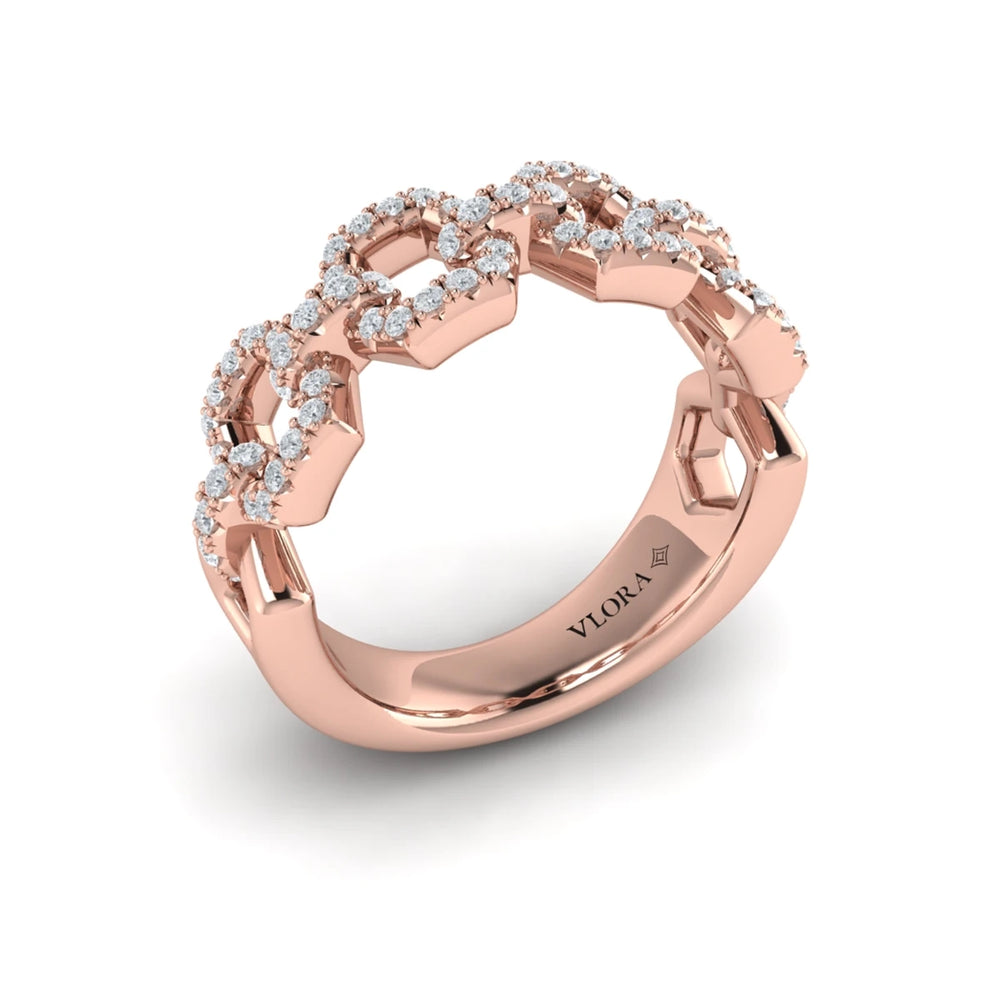 Diamond Link Ring Rose Gold