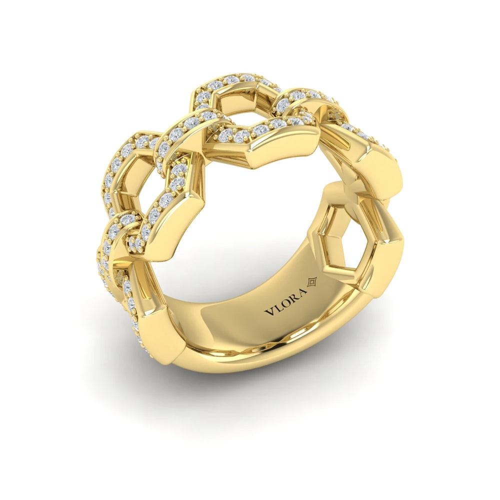 Diamond Link Ring Yellow Gold