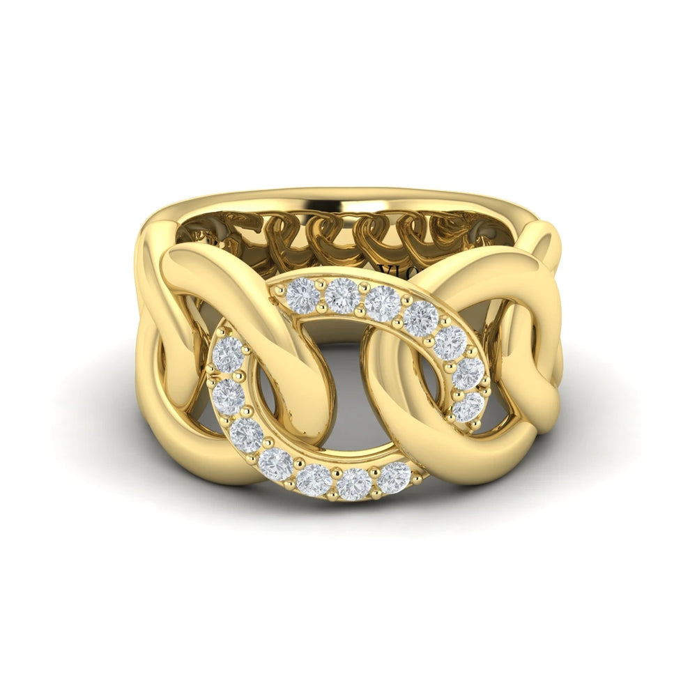 Diamond Interlaced Ring Yellow Gold