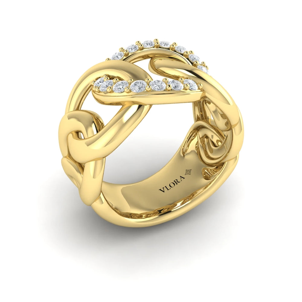 Diamond Interlaced Ring Yellow Gold