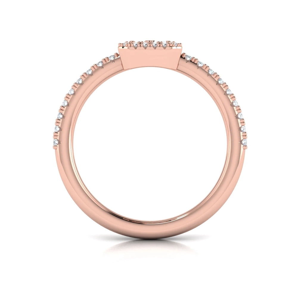 Diamond Halo with Diamond Baguettes Ring Rose Gold