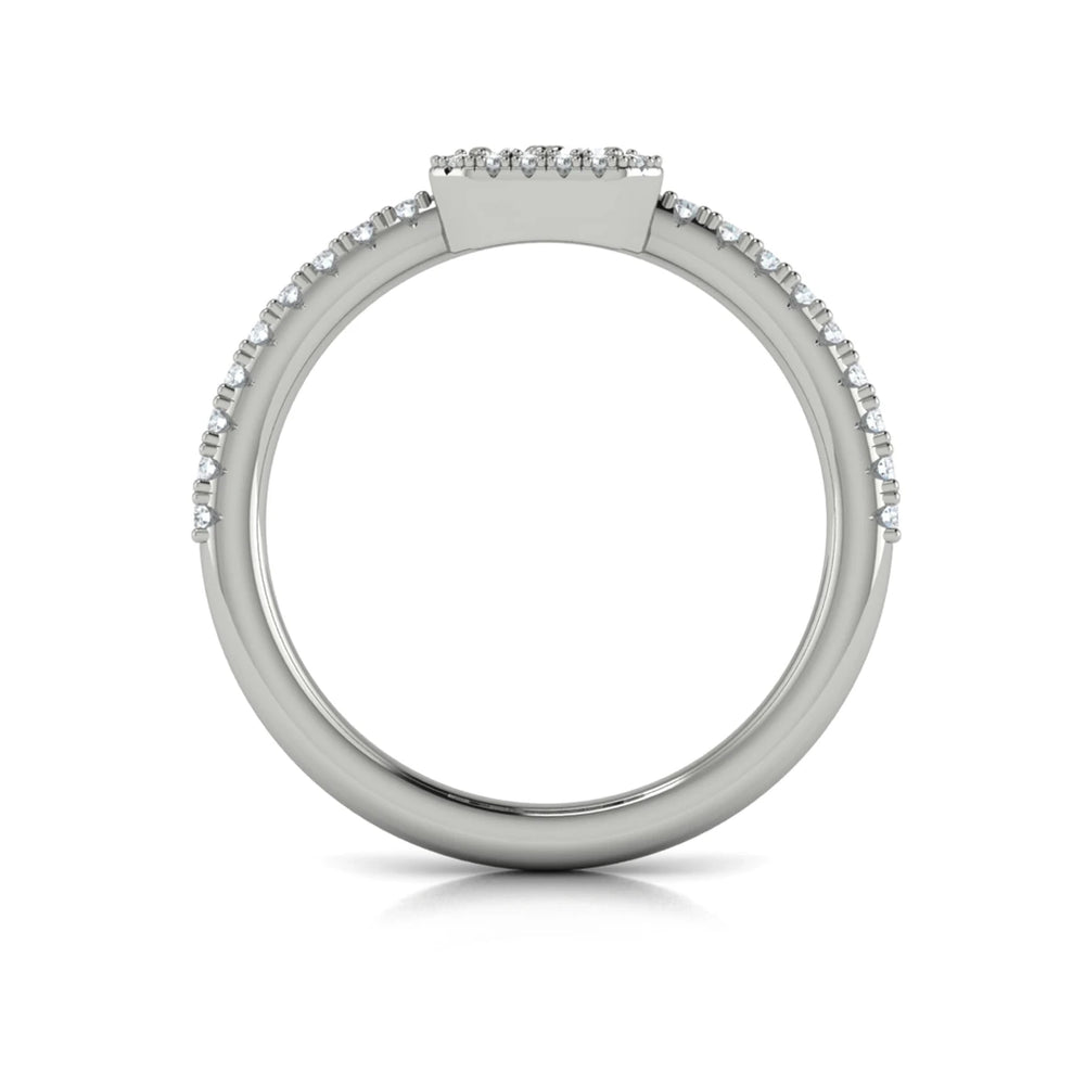 Diamond Halo with Diamond Baguettes Ring White Gold