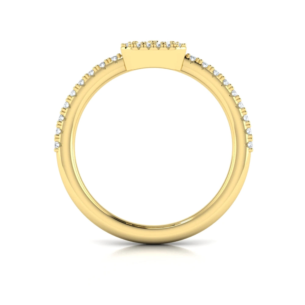 Diamond Halo with Diamond Baguettes Ring Yellow Gold