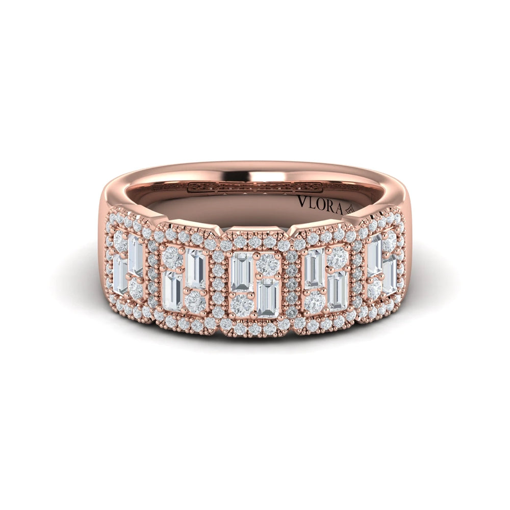 Diamond Baguette Statement Ring Rose Gold