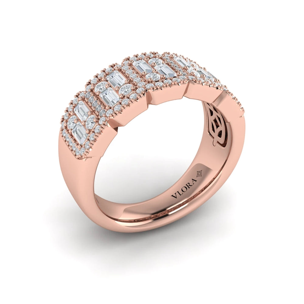 Diamond Baguette Statement Ring Rose Gold