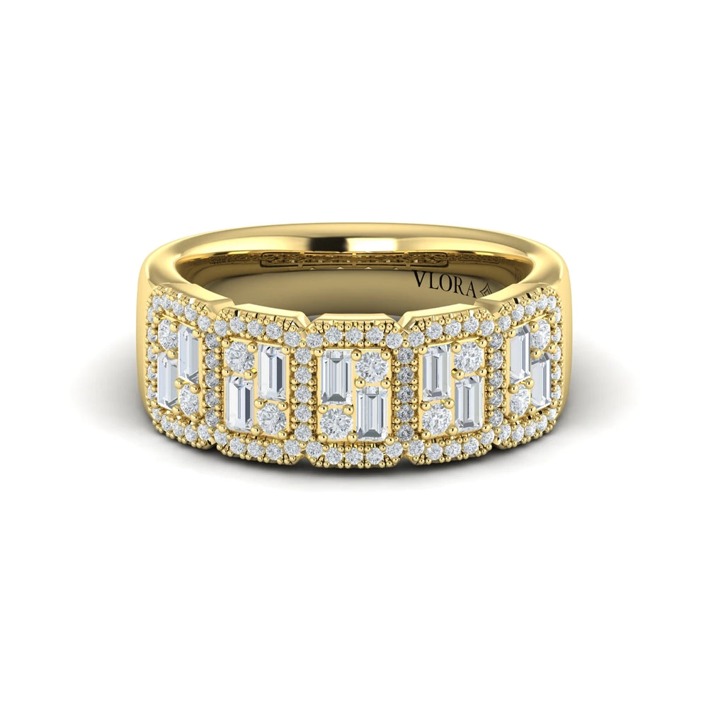 Diamond Baguette Statement Ring Yellow Gold