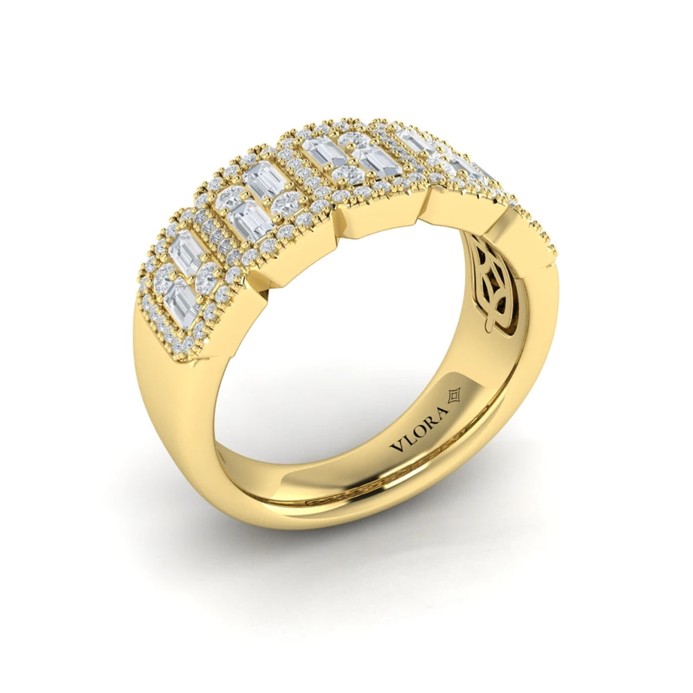 Diamond Baguette Statement Ring Yellow Gold