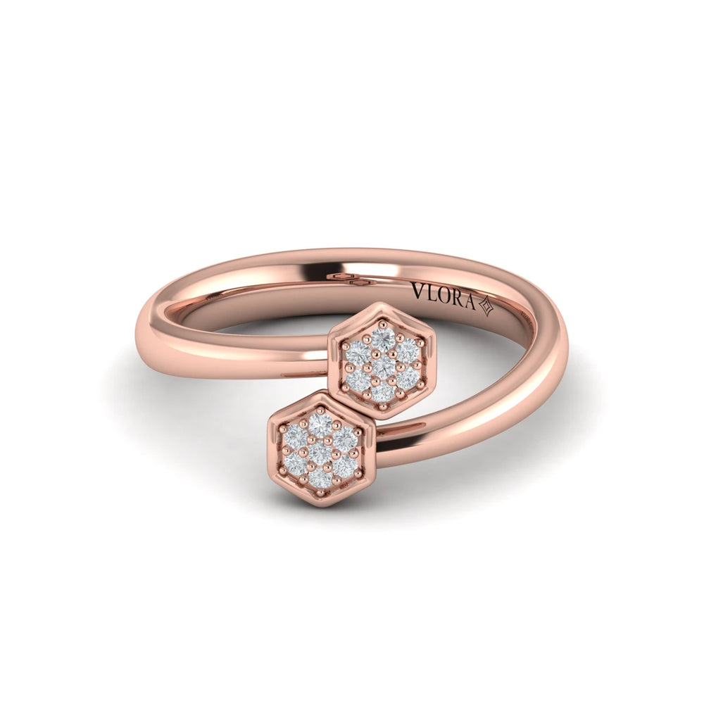 Diamond Cluster Honeycomb Wrap Ring Rose Gold