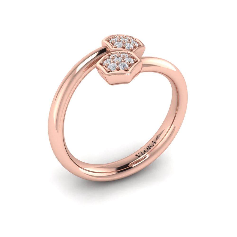 Diamond Cluster Honeycomb Wrap Ring Rose Gold