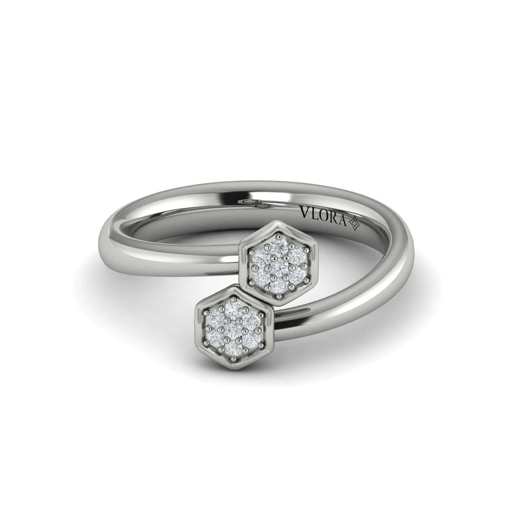 Diamond Cluster Honeycomb Wrap Ring White Gold