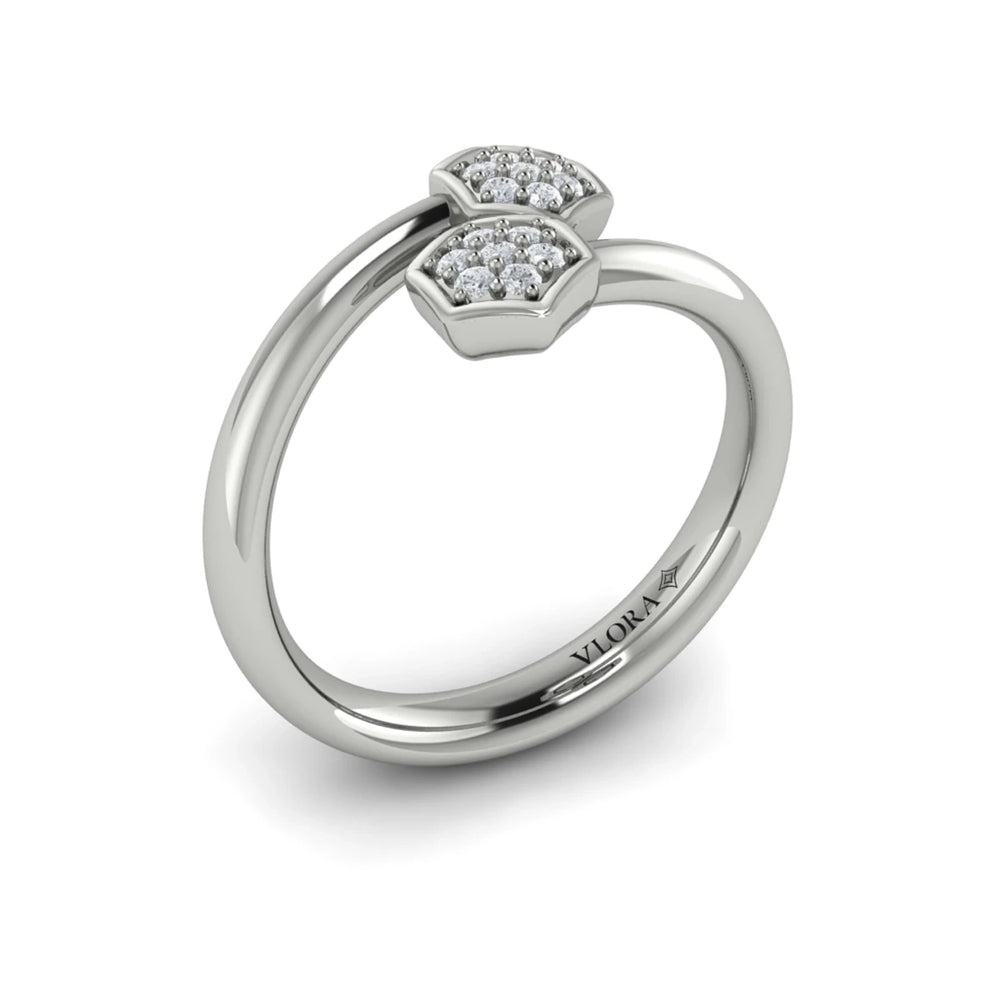 Diamond Cluster Honeycomb Wrap Ring White Gold