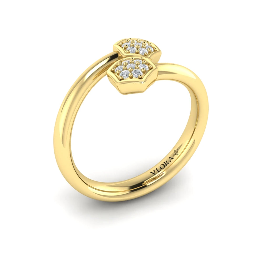 Diamond Cluster Honeycomb Wrap Ring Yellow Gold