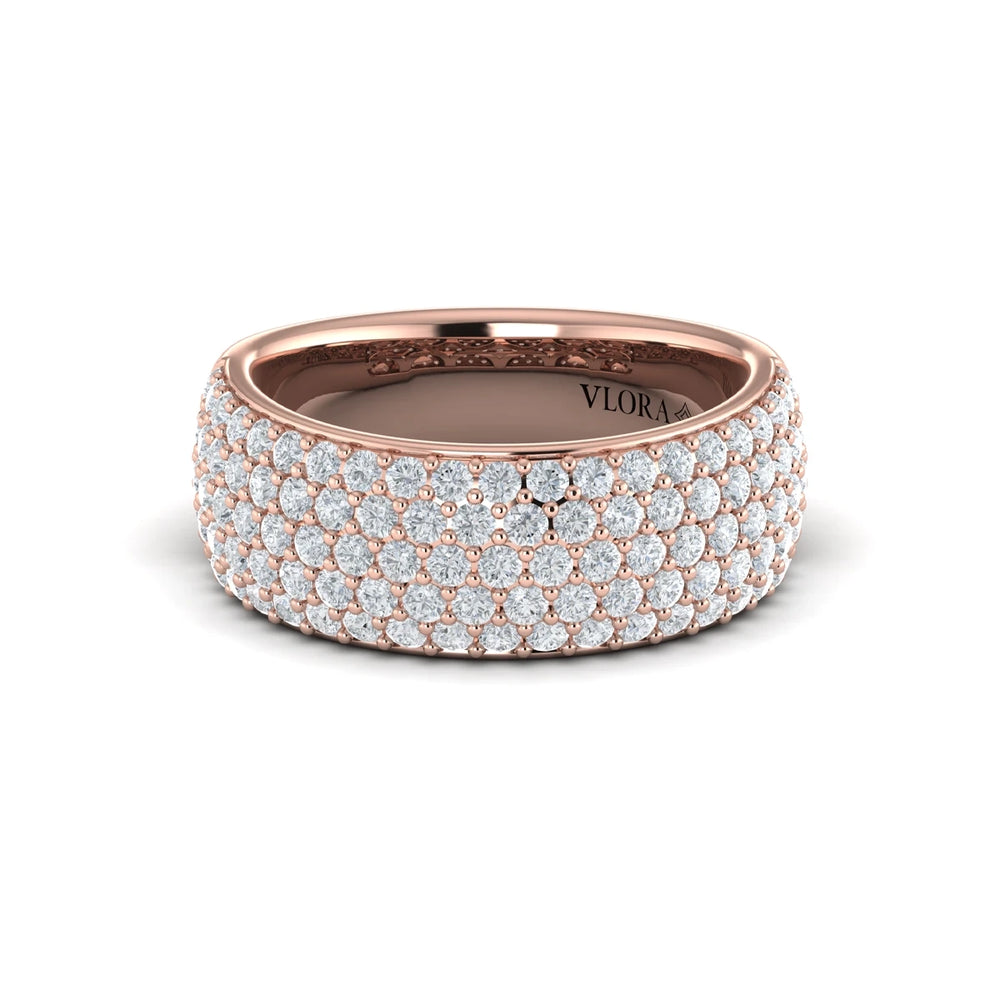 Diamond Multi-Row Statement Ring Rose Gold