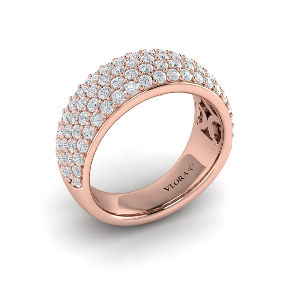 Diamond Multi-Row Statement Ring Rose Gold