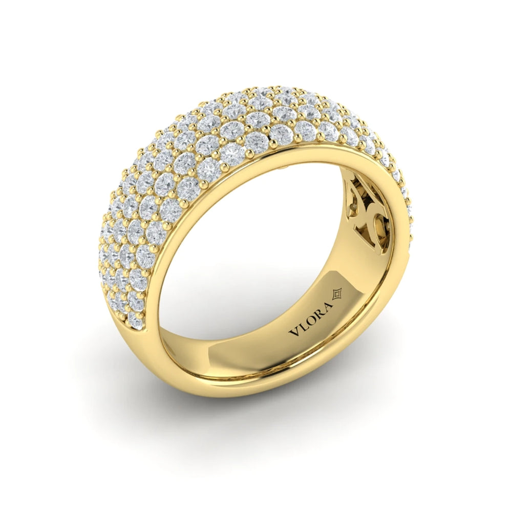 Diamond Multi-Row Statement Ring Yellow Gold
