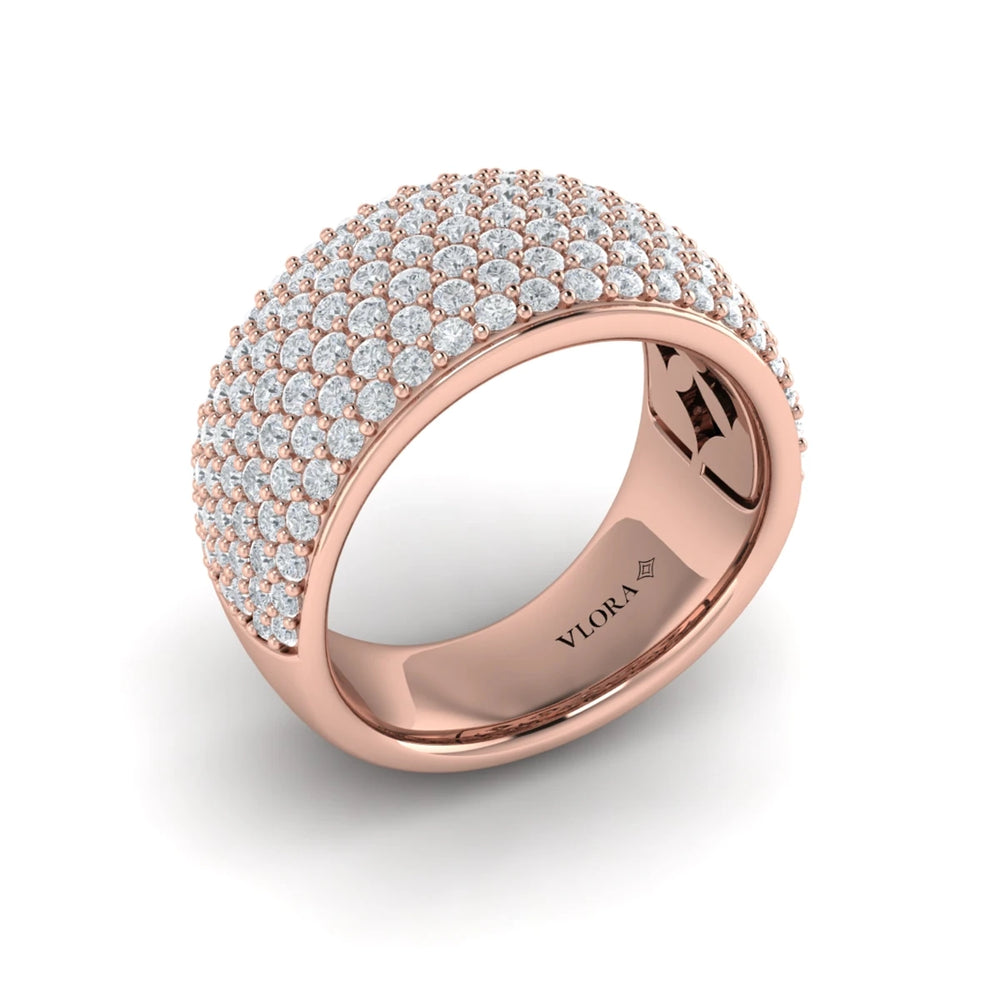 Diamond Multi-Row Statement Ring Rose Gold