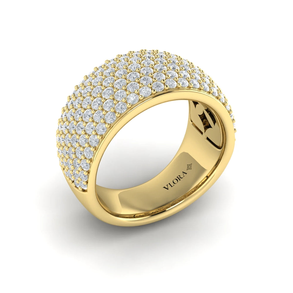 Diamond Multi-Row Statement Ring Yellow Gold
