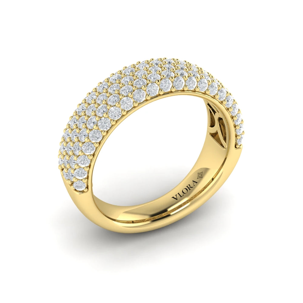 Diamond Multi-Row Statement Ring Yellow Gold