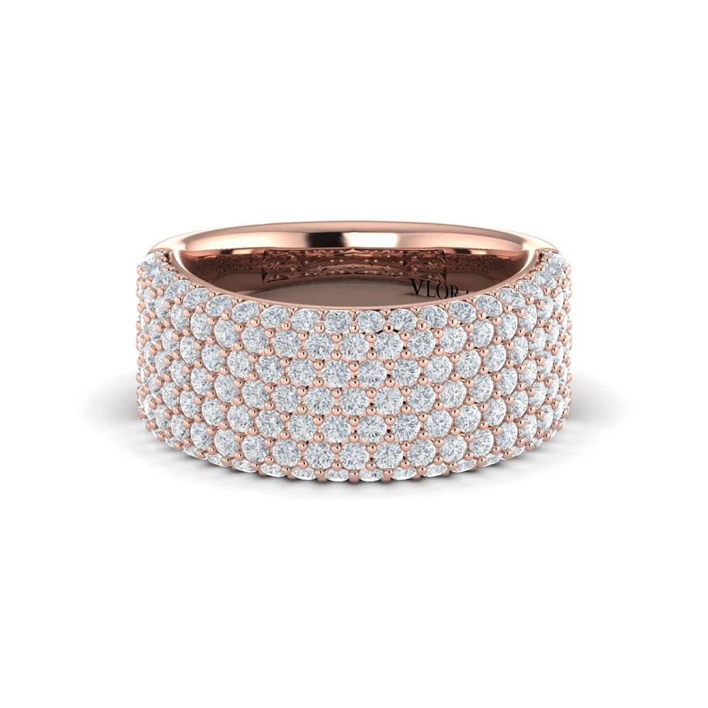 Diamond Multi-Row Statement Ring Rose Gold