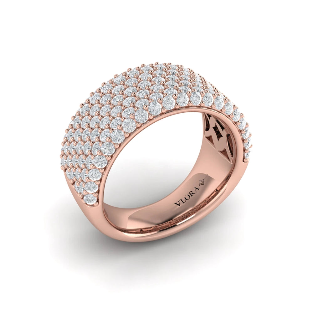 Diamond Multi-Row Statement Ring Rose Gold