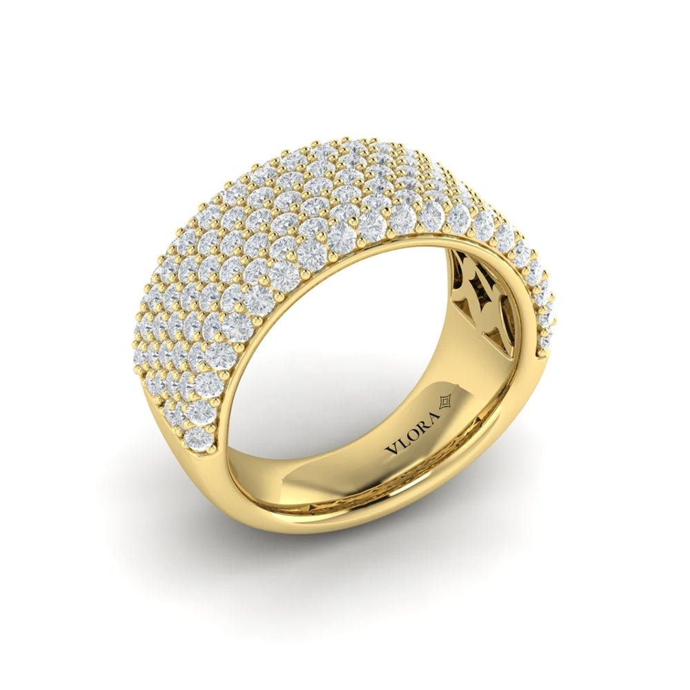 Diamond Multi-Row Statement Ring Yellow Gold